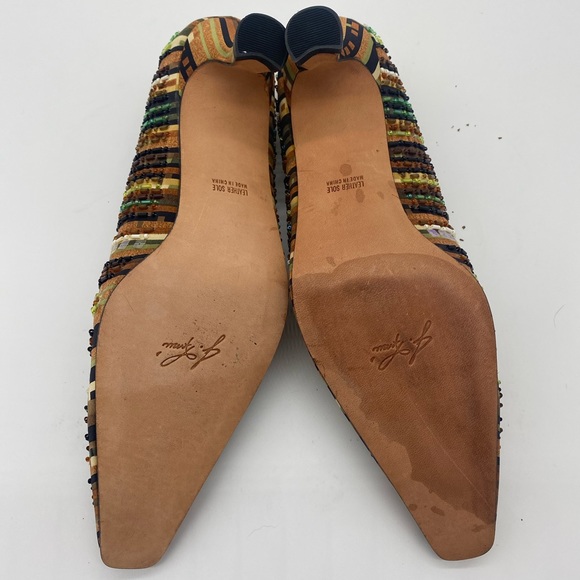 J. Renee Brown Beaded Snip Toe Kitten Heels - Picture 6 of 9